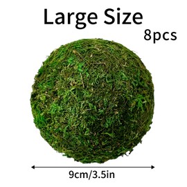 MAISONRINA Moss Balls Decorative 3.5‘’ Set of 8,Large Green Moss Balls Decorative for Bowl fillers,Natural Handmade Ball vase fillers for centerpieces,Garden Weddings Party Home Decor
