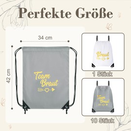 Pack of 11 Stag Party Women Team Bride Gym Bag with Drawstring JGA Women Gym Bag Women's Team Bride Backpack Set Bride Bag Team Bride for Engagement JGA Wedding, lightgrey, /, Classic