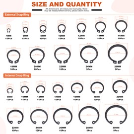 Tanstic 261Pcs 4 In 1 Snap Ring Pliers Set Snap Ring Pliers Remover Retaining Circlip Pliers with 260Pcs Internal and External Snap Ring Retaining Ring Assortment Kit