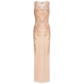 Adrianna Papell Womens Beaded Column Long Special Occasion Dress, Rose Gold, 8 US