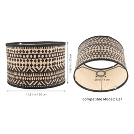 Bamboo Lamp Shade, Vintage Drum Lampshade Table Lamp Shade Chandelier Lamp Covers Replacement Light Accessory for Pendant Floor Lamps, 30X30x20CM