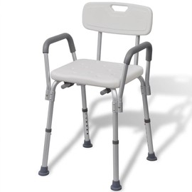 YLIEHS Safe and Comfortable Shower Chair with Adjustable Height and Supportive Armrests, Lightweight Aluminum Frame