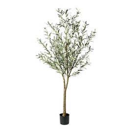 VERT NOOK Faux Olive Tree 7 feet, Large Olive Trees Artificial Plants Indoor with Realistic Leaves and Lifelike Fruits. Fake Plants for Office House Home Décor Living Room Housewarming Birthday Gifts