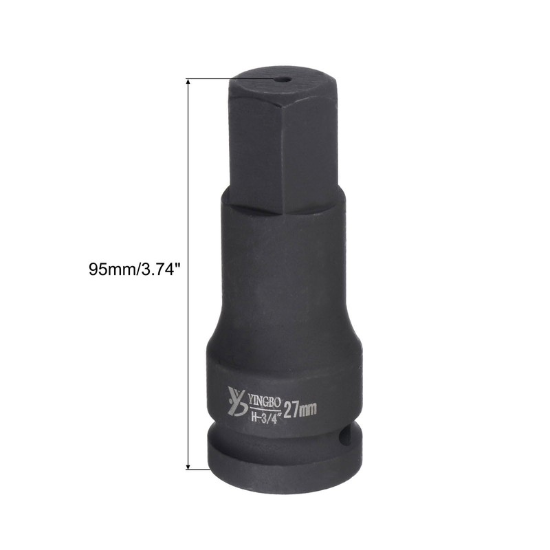 sourcing map 27mm Impact Hex Bit Socket, 3/4" Drive 102mm