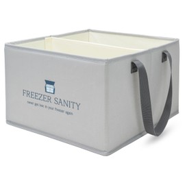 FREEZER SANITY Collapsible Freezer Organizer Bins - Stackable Storage Organizers with Custom Dividers, Handles, Ideal for Chest Freezers, Heavy-Duty, Water-Resistant (Regular 15x14x9)