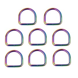 Honkenda Heavy Duty 1 Inch Rainbow Metal D Rings Buckle, Thicker 1'' Semi-Circular D Shape Rings for DIY Sewing Webbing Backpack, Keychains, Bag Belt, Crafts and Dog Leash Collar (8 Pack)