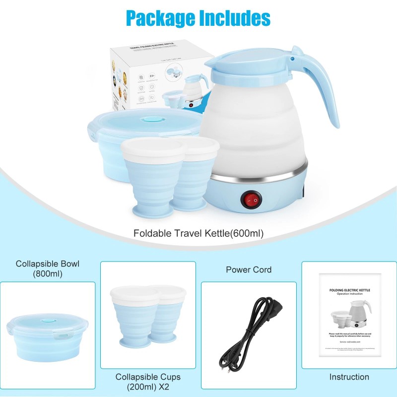 HK Portable Kettle for Fast Water with 1 Collapsible Bowl