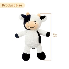 SKIKHN Cow Cuddly Toy, Cuddly Toy, Plush Toy, Cow, Cute Plush Cow Toy, Soft Stuffed Toy, Black White Plush Toy, Plush Doll Cushion for Baby Children, Boys, Girls Gifts (30 cm)