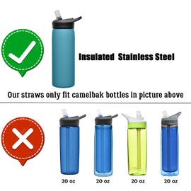 Miracredo 4 PCS Replacement Straws for CamelBak Eddy+ 20oz Stainless Steel Water Bottles, Easy to Clean, Plastic Straws for Camelbak Straw, Included Straw Cleaner Brush and Stickers