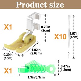 BEIQIYA #45321 10mm (0.4" Wide) Presser Feet, Low Shank Straight Stitch Presser Foot & Needle & Needle Threader, Sewing Accessories for Brother, Kenmore, Janome, Singer Sewing Machines
