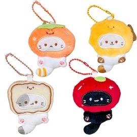4Pcs Cute Animal Keychains Set - Tiyaki Cat, Capybara & More