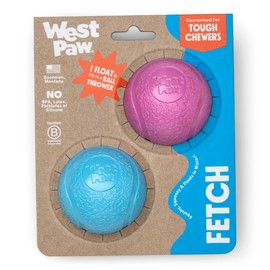 WEST PAW Boundr Ball Dog Fetch Toy – Bouncing Toys for Dogs, Fetch, Catch, Chewing, Play – Floatable, Recyclable Balls – Small Hot Pink/Aqua Blue 2-Pack