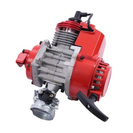 2-Stroke Pull Type Engine 49CC Big Bore Pocket Bike Engine, Single Cylinder 6 Teeth with DIY Engine Handle Grip Throttle Cable Air Filter for Mini Dirt Bike Scooter, Motorcycle, Pocket Bike ATV