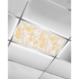 TOUBE 1 Pack Fluorescent Light Covers Watercolor Yellow Flower Floral Magnetic Light Cover Fluorescent Light Shade Panel Ceiling Magnetic Light Filters for Home Drop Ceiling, 4 x 2 Feet