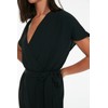 TRENDYOL Women's Belted Chest Collar Jumpsuit, black