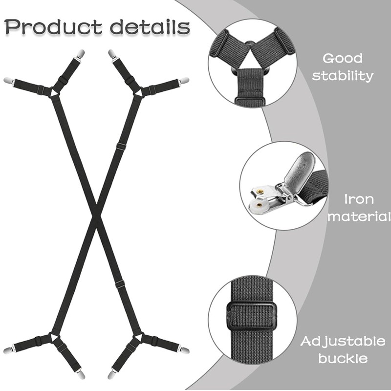 2PCS Adjustable Bed Sheet Clips - Bed Sheet Straps Triangular