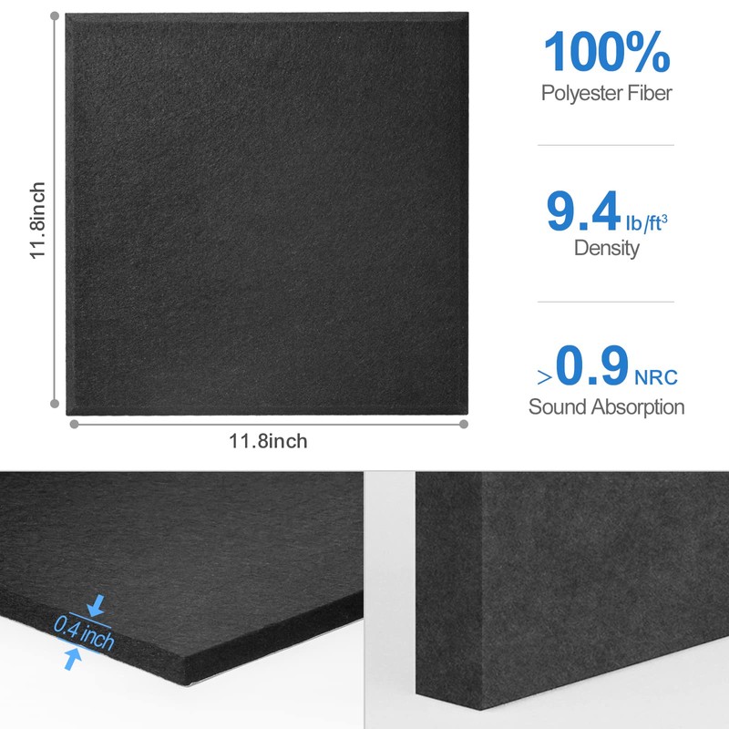 Sonicism 12 Pack Acoustic Wall Panels with Self-Adhesive, 12" X