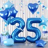 Blue Number 25 Balloons - Dark Blue Number 25 Balloons Set With Stars and Hearts for Boys' 1st, 5th, 25th, 52nd Birthday Parties and Baby Showers