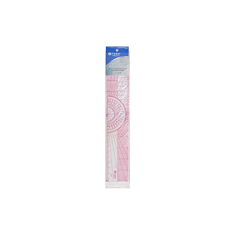 Westcott Beveled Protractor Ruler, 12", Transparent (B-75)