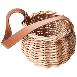 HOLIDYOYO Wicker Woven Baskets with Leather Handle Wedding Flower Girl Baskets Candy Gift Storage Basket for Wedding Party Home Decor