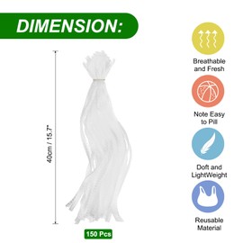 sourcing map 150pcs Egg Hatching Bags, 16 Inch Mesh Nylon Netting Reusable Produce Mesh Bags Strong Stretchable Plastic Seafood Boil Bags for Fruits Vegetables Storage, White