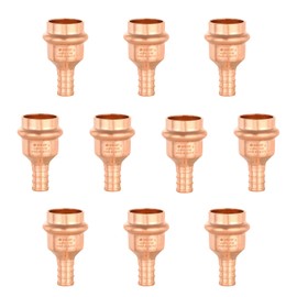 10-Pack GUOFIS Copper Press Fittings, 3/4 inch Press X 1/2 inch PEX Crimp Coupling Copper Fittings Adapter for Copper Tube/PEX Pipe Connection with Stop