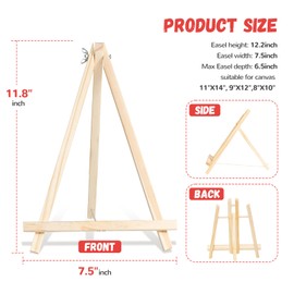 Zhithink 10 Pack Wood Easels, 11.8 Inch Easel Stand for Painting Canvas, Tripod Art Easel, Tabletop Easels for Kids Student, Portable Art Canvas Photo Picture Sign Holder