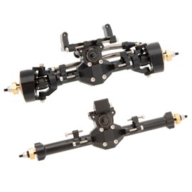 MEUS RACING SCX24 Axles Isokinetic 3-Section CVD 52° Max. Steering Angle +5mm Widened SCX24 Upgrades for Axial SCX24 Deadbolt C10 JLU Gladiator Bronco 1/24 RC Crawler (Front and Rear- Black)