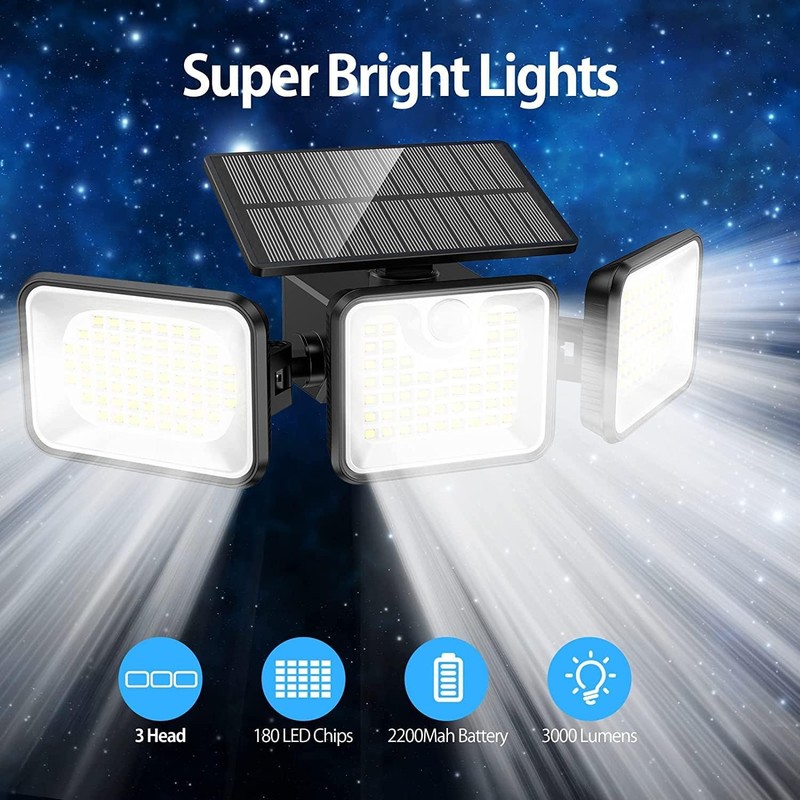 Sunenvoy 2 Pack 180 LED Solar Flood Light Outdoor,Motion Sensor