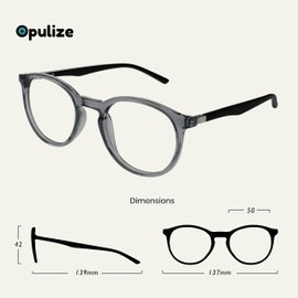 OPULIZE Met 2 Pack Blue Light Blocked, Clear grey front black arms