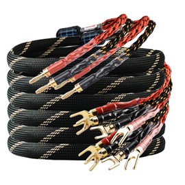 YYTCG 9 AWG 2-Pack Speaker Cable with 2 Banana Plugs to 4 Spades Per Cable