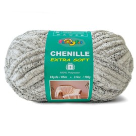 Super Soft Velvet Chenille Yarn for Crocheting and Knitting-Easy to Crochet-Bulky, 3.5oz/93yds of Each Skein-Chunky Plush Yarn for Hand Craft Blanket Ammigurumi DIY (Pebble Grey), 1 Pack