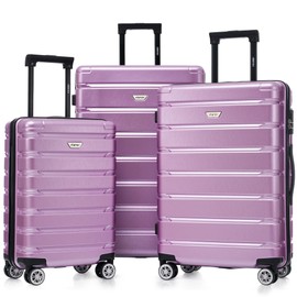 Merax Luggage Set 3 Piece, Hard Shell PC+ABS Lightweight Suitcase Set with Spinner Wheels, Travel Luggage for Women Men (Purple)