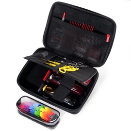 ProCase Hard Barber Accessories Case, Travel Bag for 3 Hair Clippers and Supplies, Trimmer Organizer Storage Box with Clear Pouch, Portable Holder for Men Razor Guard Grooming Kits -Black
