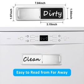 Dishwasher Magnet Clean Dirty Sign, Slide Strong Clean and Dirty Magnet Indicator for Dishwasher, Non-Scratch, Easy to Read, Self-Adhesive Stickers for Non-Magnetic Dishwasher, Refrigerator