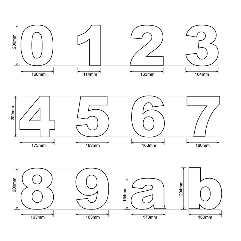 Cleverry House Number, 20 cm High, Anthracite RAL 7016, Powder-Coated