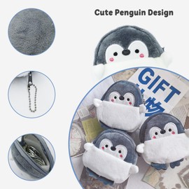 WisePoint Coin Purse, 2 Pieces Plush Coin Bag, Cute Small Purses for Women, Penguin-Shaped Change Purse for Shopping, Travel, Dating, Hiking, penguin non-backpack, Minimalist