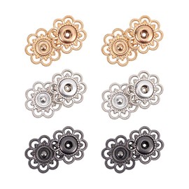 nbeads 24 Sets Alloy Press Studs, 3 Colours, Vintage Metal Press Studs for Sewing Costume Design, Handbag, Clothing, Sewing, Craft, DIY Delivery, 20.5 mm in Diameter