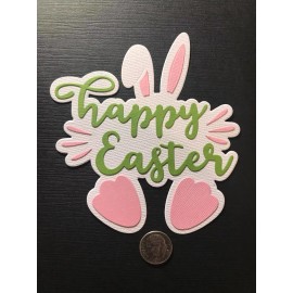 HANDMADE Paper Die  Cuts 1 Happy Easter Bunny Scrapbook / Card Embellishment