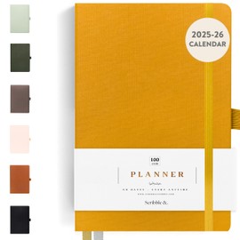 Scribble & Dot® A Daily Planner, Weekly and Monthly Planner | Achieve Your Goals With This Classic Daily Productivity Planner, A5 size, Hardcover Agenda. Start Anytime (Mustard)