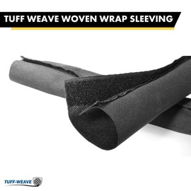 Kable Kontrol 2-1/2" Inch - 25' Feet Tuff Weave Wrap Heavy Duty Nylon Woven Sleeving Flexible Side Entry Hose Industrial Protective Sleeve for Pipes, Wires, Cables, and Cords – Black