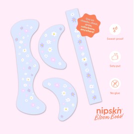 Nipskin Bloom Boss Stick-On Face & Body Art Patches – Matte Floral Stickers for Cheeks, Arms & Collarbone – Waterproof Face Tattoos – 4 Pieces