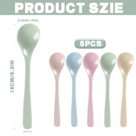 GUOYOU 5 Pieces Egg Spoons, Plastic Spoons, Long Spoons, Plastic Spoons, Jam Spoons, Dessert Spoons, Large Favorite Spoons, Long Colourful Tablespoons, Plastic Coffee Spoons, Long Kitchen Restaurant