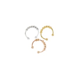 Anxiety Ring with Beads - Adjustable Anti-Stress Ring - Anti Stress & Anti Anxiety Ring Stainless Steel - Open Pearl Ring - Calming Ring, Stainless Steel, No Gemstone