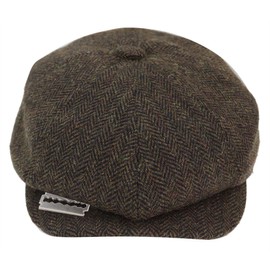 TruClothing Mens Tweed Newsboy Cap Blinder Baker Boy Razor Flat Cap Grandad Hat 8 Panel Brown L