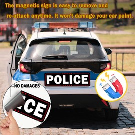 Police Car Magnetic Sign for Vehicles, Large Police Magnet for Car, Waterproof Car Sign Magnet for Security Off Duty Officers Assignment, 15.7 Inch x 5.3 Inch (Black-Police-2 Pack)