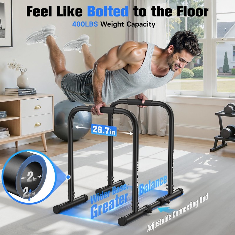 Sportsroyals Adjustable Dip Bar Station, Heavy Duty Parallette & Parallel