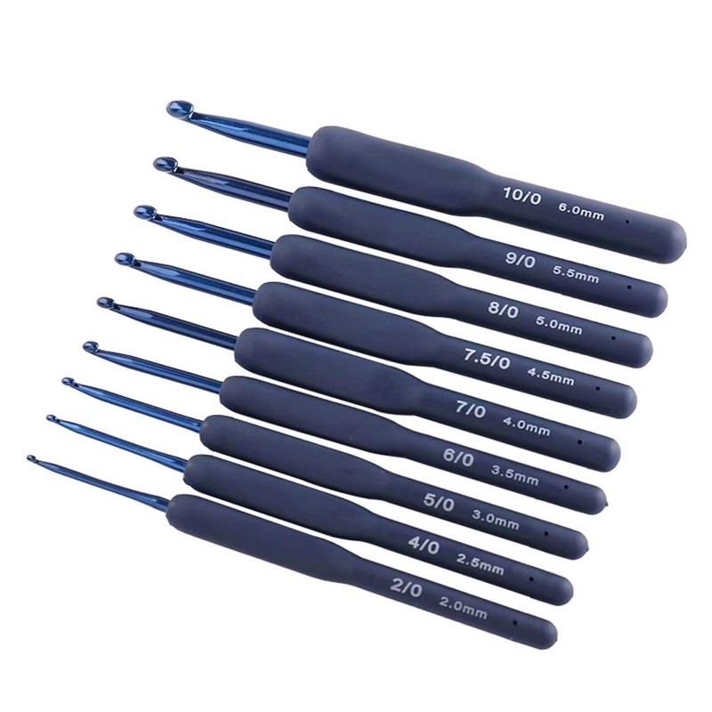 YUYUDEHM 9PCS Navy Crochet Hooks Ergonomic Soft Grip Crochet Hook