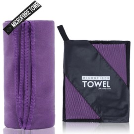 ZIUDBOC Microfiber Travel Towel, Soft Lightweight Quick Dry Towel, Super Absorbent Compact Travel & Sports & Beach Towels for Camping, Backpack, Gym, Swimming, Yoga, Hiking (XS:12"×24" -Purple)