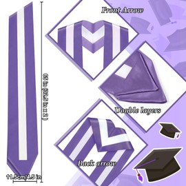 Cutecrop Unisex Graduation Stole 65'' Long, Adult Grad Sash, Two Color Graduate Honor Stole, Rich in Color, Graduation Gift (Purple and White)